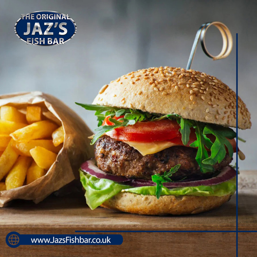 Jaz’s Fish Bar Dalkeith burger and chips